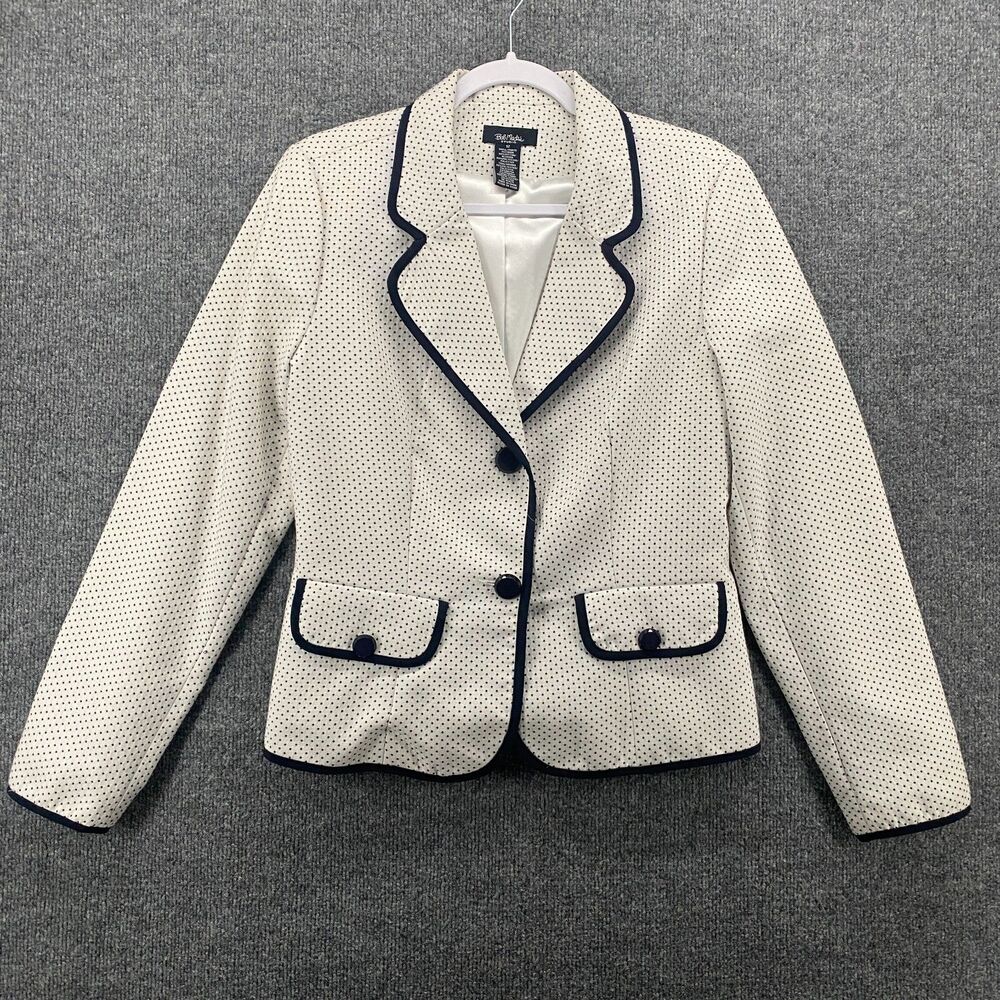Bob Mackie Studio Blazer Jacket 12 Polka Dots Button Up Office Ladies Preppy